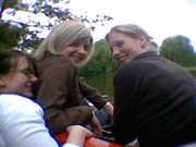 Emma, Claire and Nicky in a boat