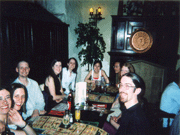Liz, Sian, John, Claire, Christ, Joyce, Her bloke, Lizzie and John
