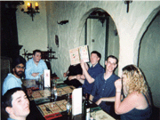 Fez, Sanj, Rob, Menu, Hibbert, Woody and Alison